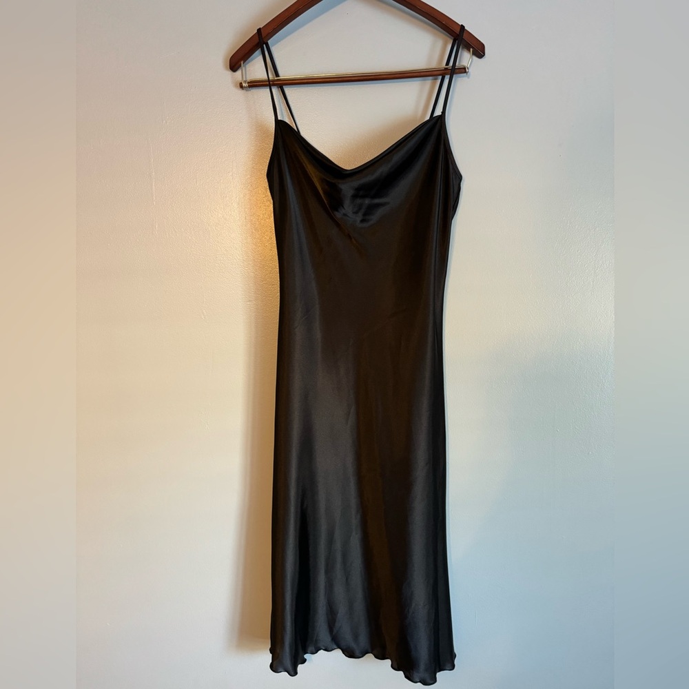 Black Silk Satin MIDI dress